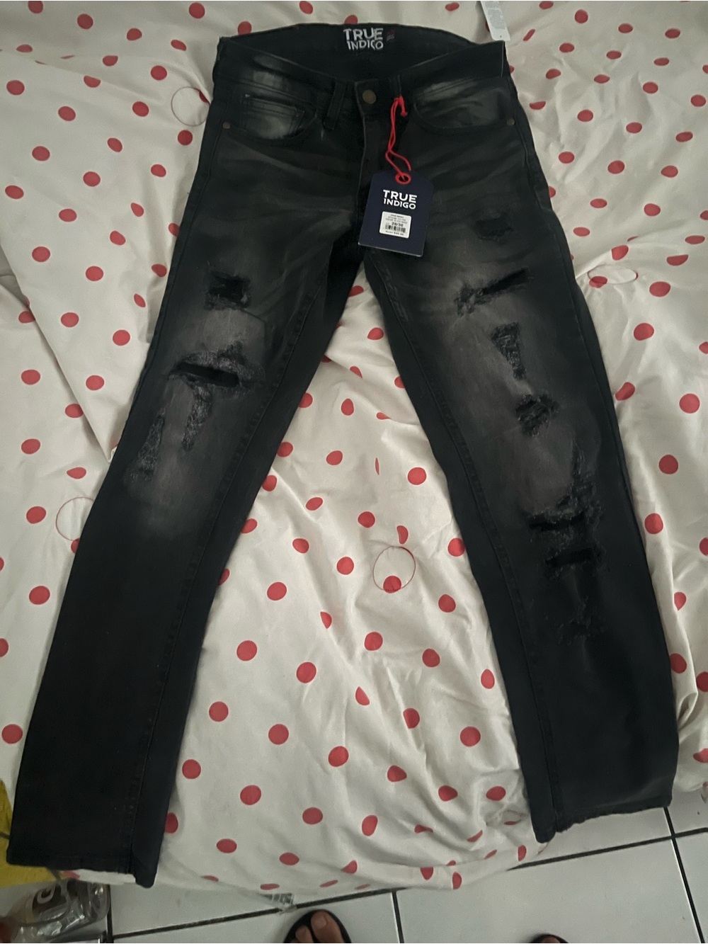 Indigo Men's Black Ripped Skinny Jeans